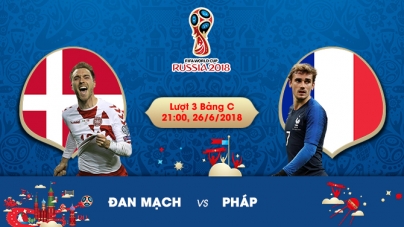 Soi kèo Đan Mạch vs Pháp, 21h00 ngày 26/06, World Cup 2018